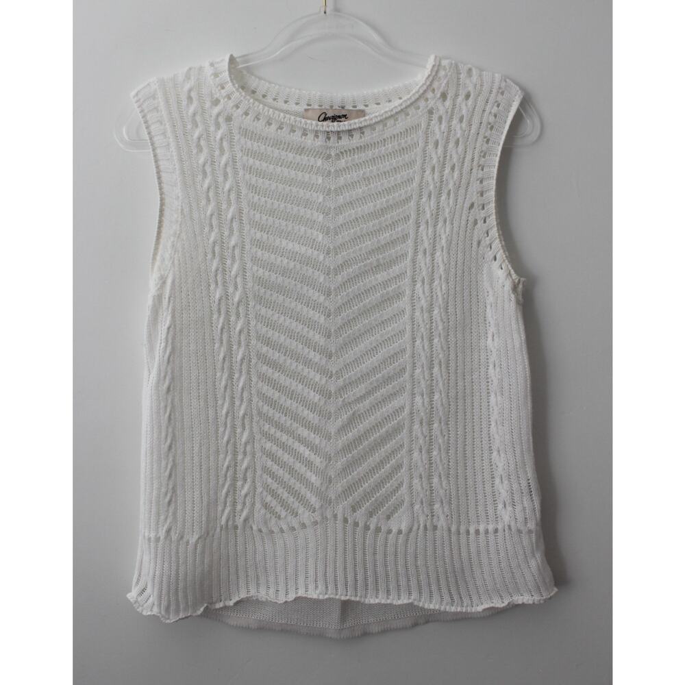 Chevignon Womens White Top Crochet Size M Pre-Owned